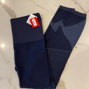 Navy Blue Leggings with Geometric Design